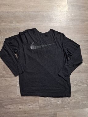 Nike Long-Sleeve Heathered Soft Crewneck Dri-fit Shirt - Black